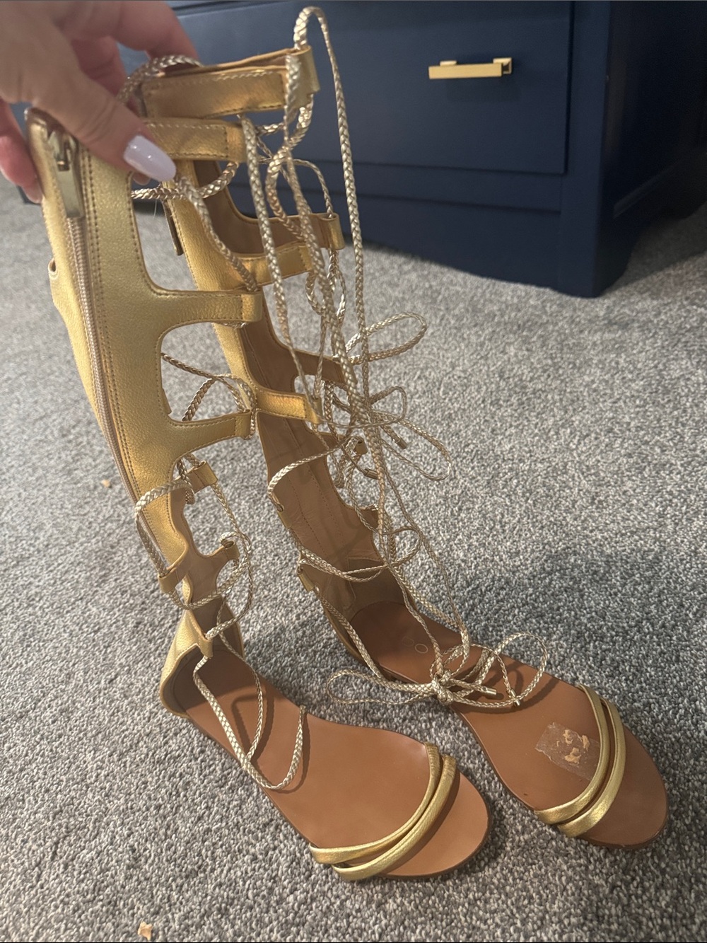 Aldo Metallic Gold Lace-Up Gladiator Boots